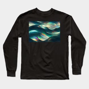 Iridescent Painted Glass Waves Long Sleeve T-Shirt